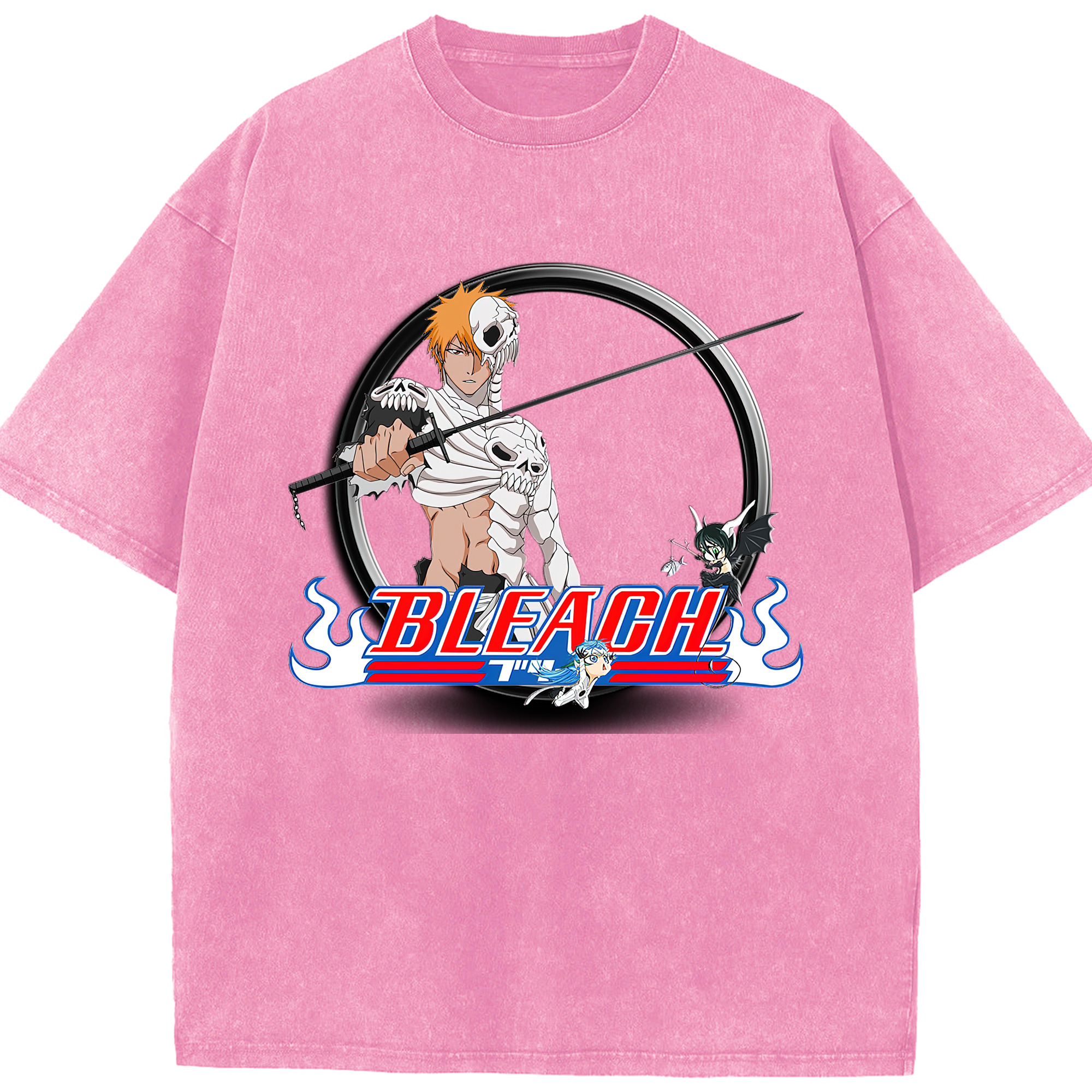 （画像用） ブリーチ 黒崎一護（くろさき いちご）BLEACH Kurosaki Ichigo 綿100% ヴィンテージ風 半袖Tシャツ（フロントプリント）